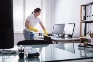 Professional Business Practices Woman Cleaning Computer